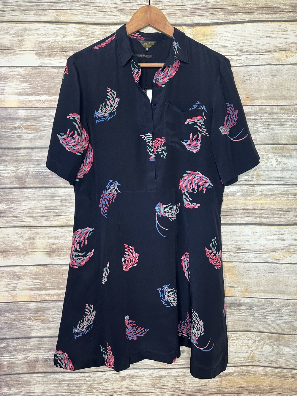 NWT Le Mont Saint Michel 100 % soak pattern dress in midnight